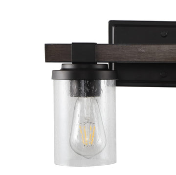 Bungalow Iron/Seeded Glass Rustic Farmhouse LED Vanity Light - JONATHAN Y